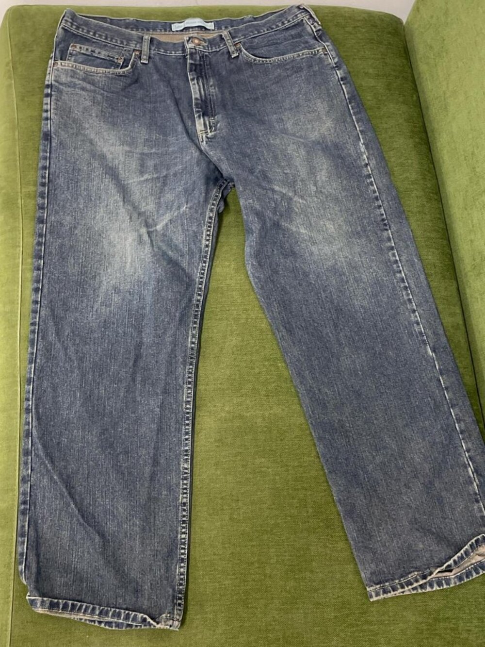 Lee Relaxed Straight Medium Wash Distressed Denim Jeans Blue